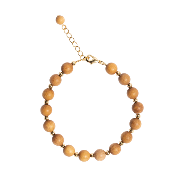"LAURA - GOLD" 16 Bead Indian Sandalwood Mala Bracelet