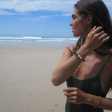 'JUNI'  Indian Sandalwood, Blue Sodalite & Pearl Mala Bracelet