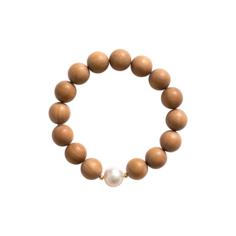 ‘MIA’ Indian Sandalwood Single Pearl Mala Bracelet