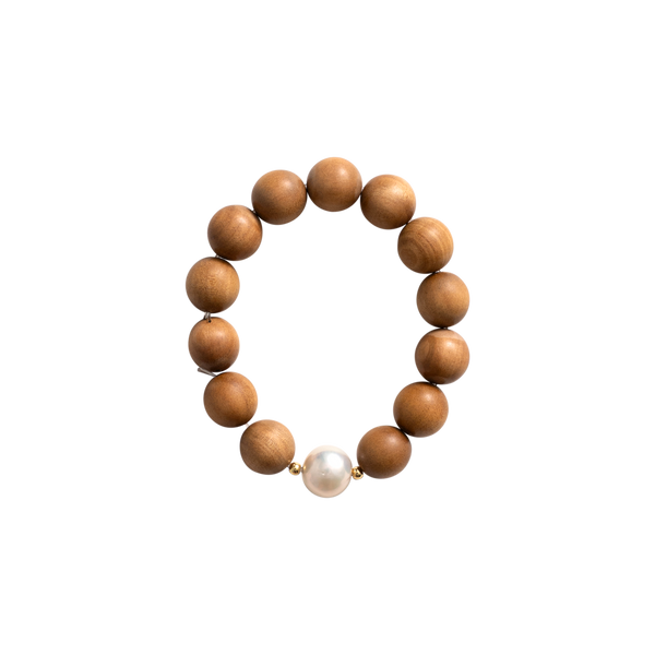 ‘MIA’ Indian Sandalwood Single Pearl Mala Bracelet