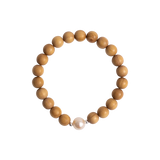 'EMILY' Indian Sandalwood Single Pearl Mala Bracelet - Silver