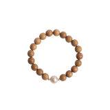 'EMILY' Indian Sandalwood Single Pearl Mala Bracelet - Silver