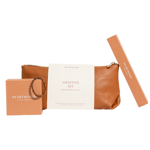 "Meditate" Sandalwood Mala Bracelet & Incense Gift Set