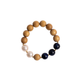 'JUNI'  Indian Sandalwood, Blue Sodalite & Pearl Mala Bracelet