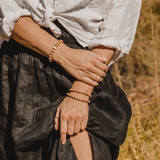 'EMILY' Indian Sandalwood Single Pearl Mala Bracelet - Gold