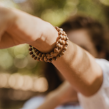 'AMANDA' 20 Bead Indian Sandalwood Mala Bracelet - Silver