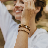 'EMILY' Indian Sandalwood Single Pearl Mala Bracelet - Silver