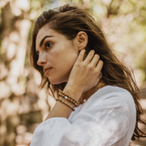 'AMANDA' 20 Bead Indian Sandalwood Mala Bracelet - Silver