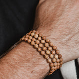 'FELICITY' 25 Bead Indian Sandalwood Mala Bracelet - Gold