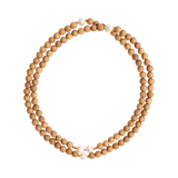 'CLAIRE' 108 Bead Indian Sandalwood Mala Necklace with 5 Fresh Water Pearls