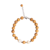 'ISABELLA' Indian Sandalwood Mala Bracelet  with 2 Fresh Water Pearls - Silver