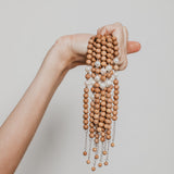 'ISABELLA' Indian Sandalwood Mala Bracelet  with 2 Fresh Water Pearls - Silver
