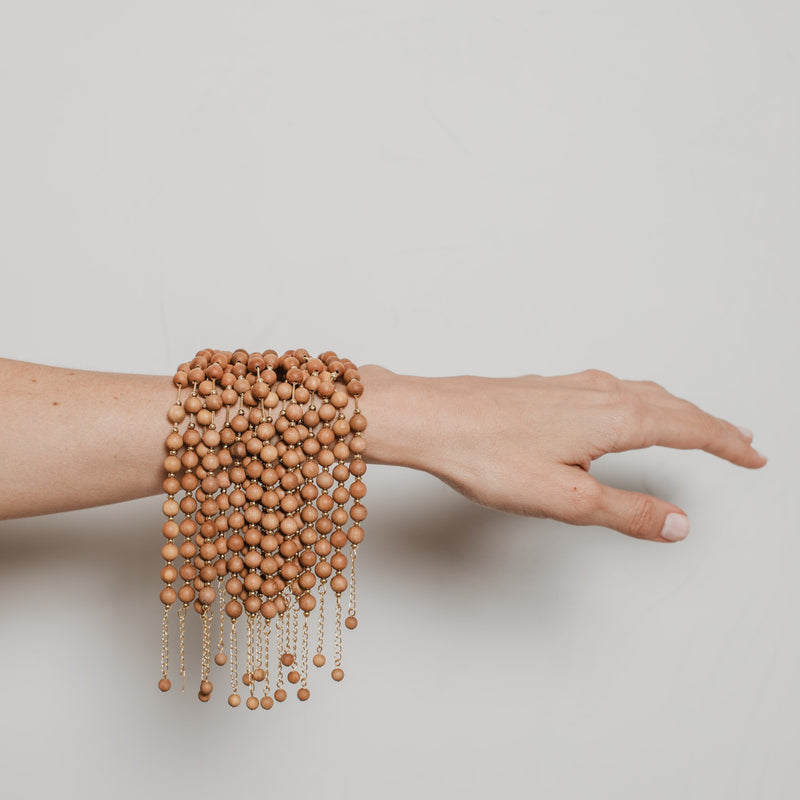 "LAURA - GOLD" 16 Bead Indian Sandalwood Mala Bracelet