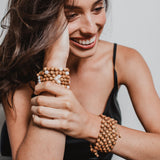 'LAURA' 16 Bead Indian Sandalwood Mala Bracelet - Silver