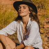 'EMILY' Indian Sandalwood Single Pearl Mala Bracelet - Gold