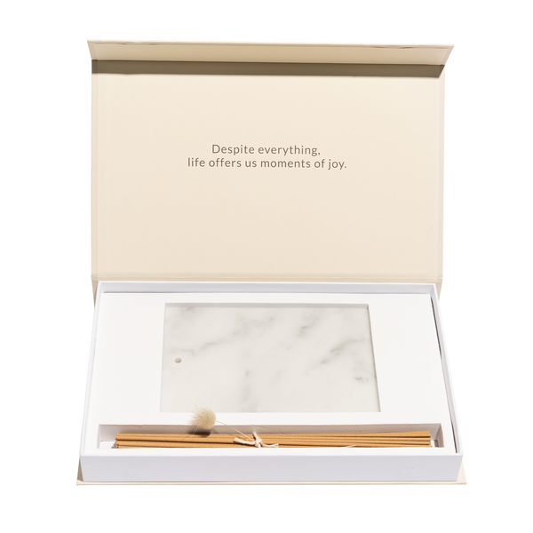 Incense Gift Set with Indian Sandalwood & Italian White Carrara Marble Burner