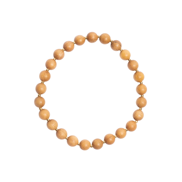 "FELICITY - GOLD" 25 Bead Indian Sandalwood Mala Bracelet